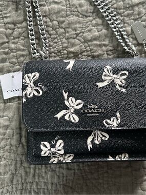 Coach Black Crossbody Bag with White Bow Print